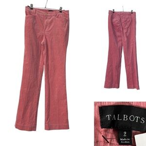 Talbots corduroy pants size‎ 2 dusty rose pink cotton blend fall office